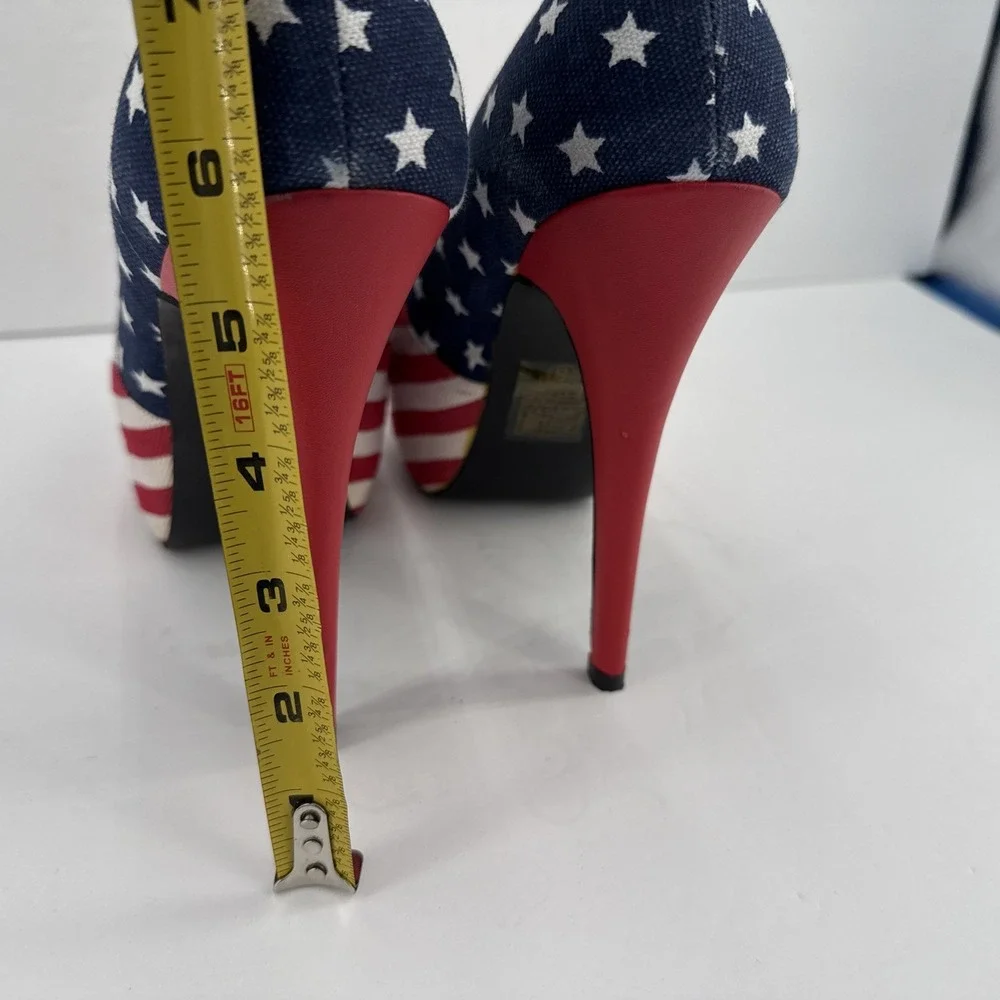 Liliana Red White & Blue American Flag Womens Shoes Size 8